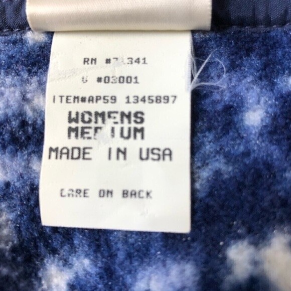 LL Bean Vintage USA Made Polartec Snowflake Fleece Hoodie Parka Jacket Blue - Picture 14 of 16